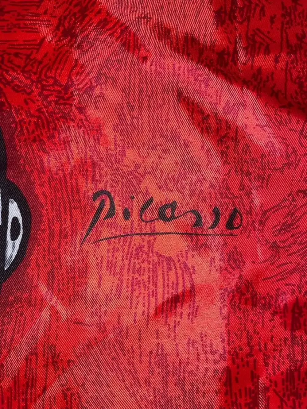 VTG Picasso Inspired Art Print Silk Scarf | Blue Red Square Scarf Wrap